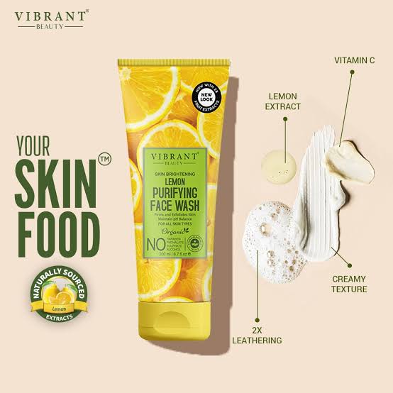 Vibrant Beauty Skin Brightening Lemon Purifying Face Wash Lemon Exfoliating Face Wash 100ML