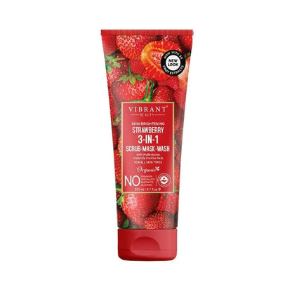 Vibrant Beauty Strawberry 3 In 1 Scrub-mask-wash Face Wash Deep Pore Cleansing Facial For Radiant Skin (200ml)